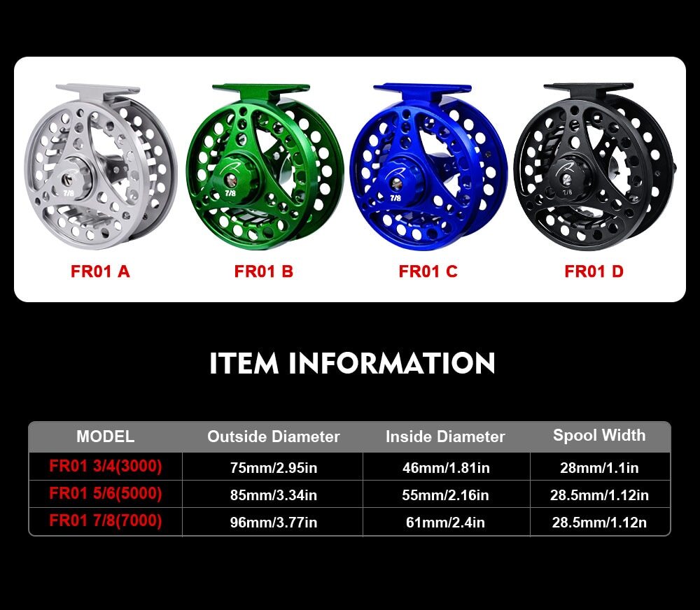Fly Fishing Wheel 3/4-5/6-7/8 WT Fish Reel Aluminum Cut Large Arbor Die Casting