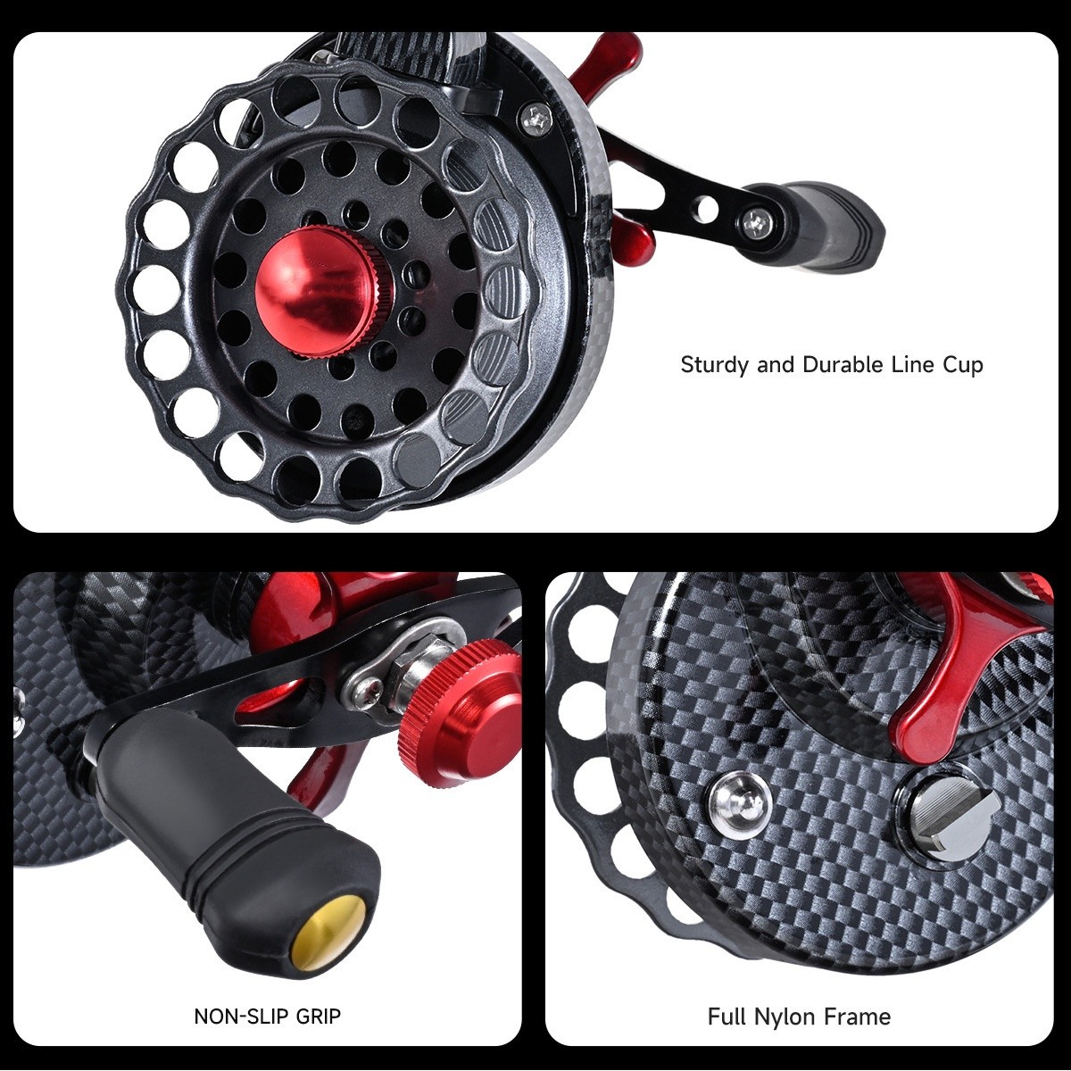 3.5:1 Gear Ratio 4+1BB Ice Fishing Reel Metal Inline Fishing Reel 8LB MAX Drag