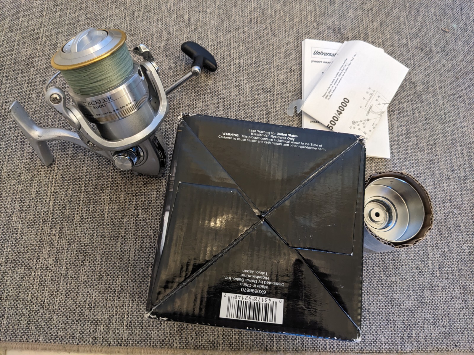 Daiwa Exceler 4000 In Box With Spare Spool And Papers, 6 Ball Bearings