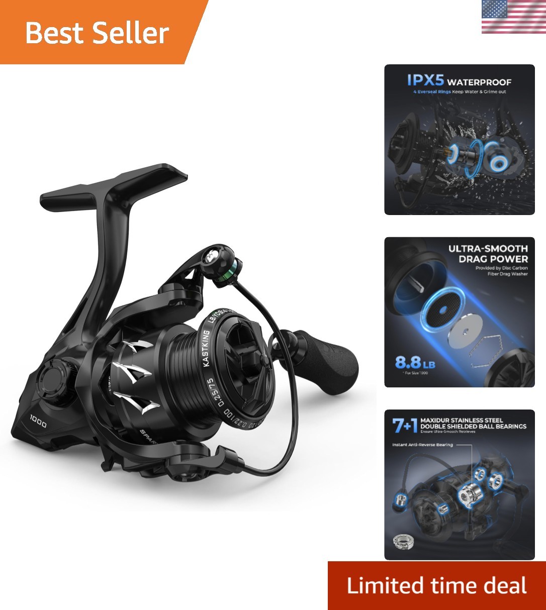 22LB Drag Waterproof Spinning Reel – Spartacus II Plus for Freshwater/Saltwater