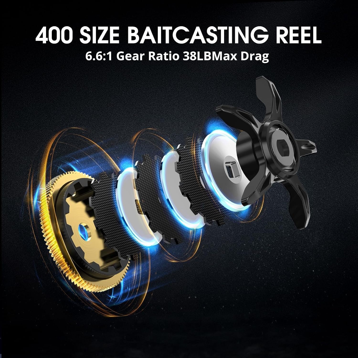 Alinox 400 Baitcasting Reel – 38LB Drag, 8.1:1, Corrosion-Resistant Gears