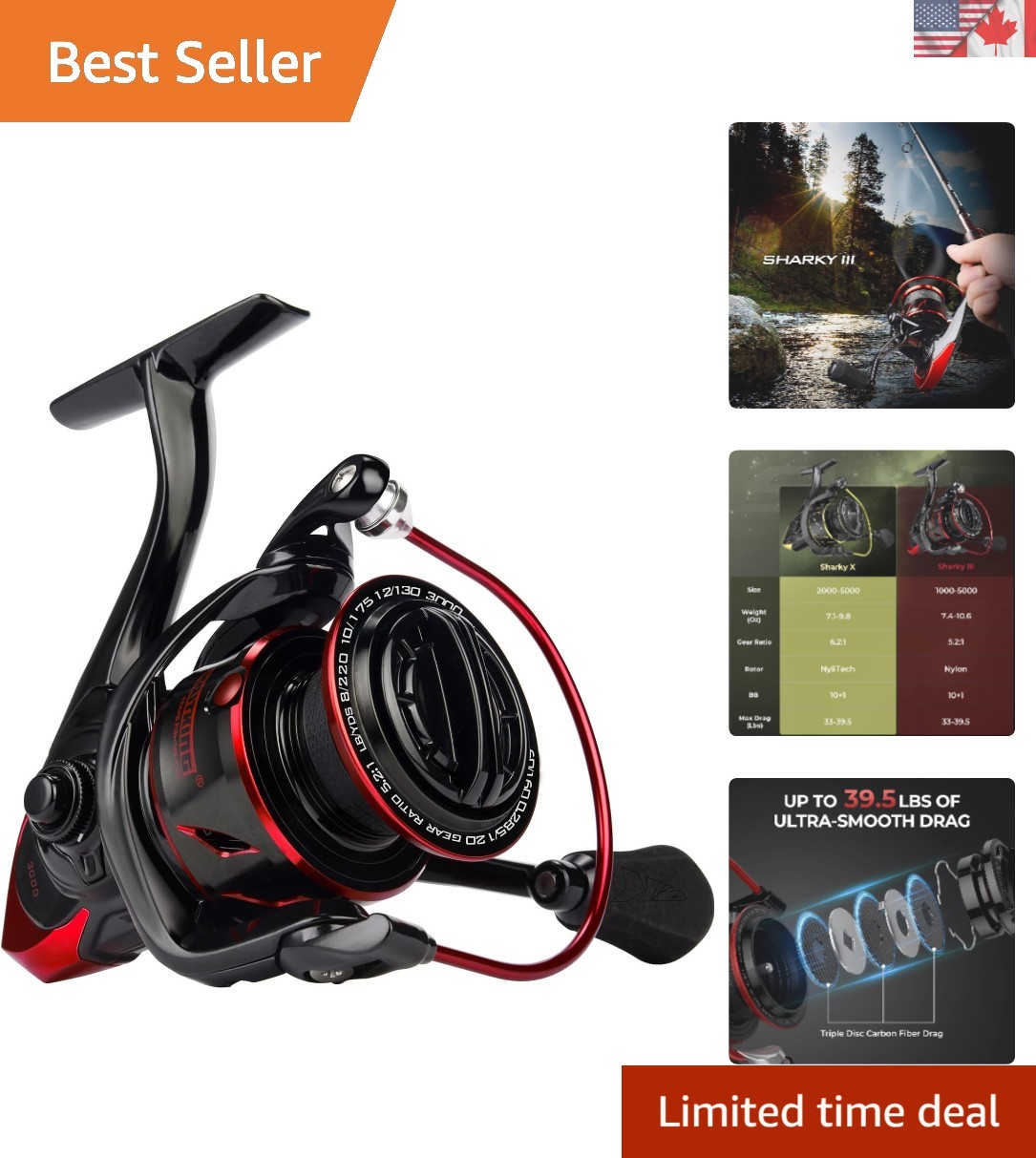 Lightweight Sharky III Fishing Reel – 10+1 Bearings, 5.2:1 Gear Ratio, Durable