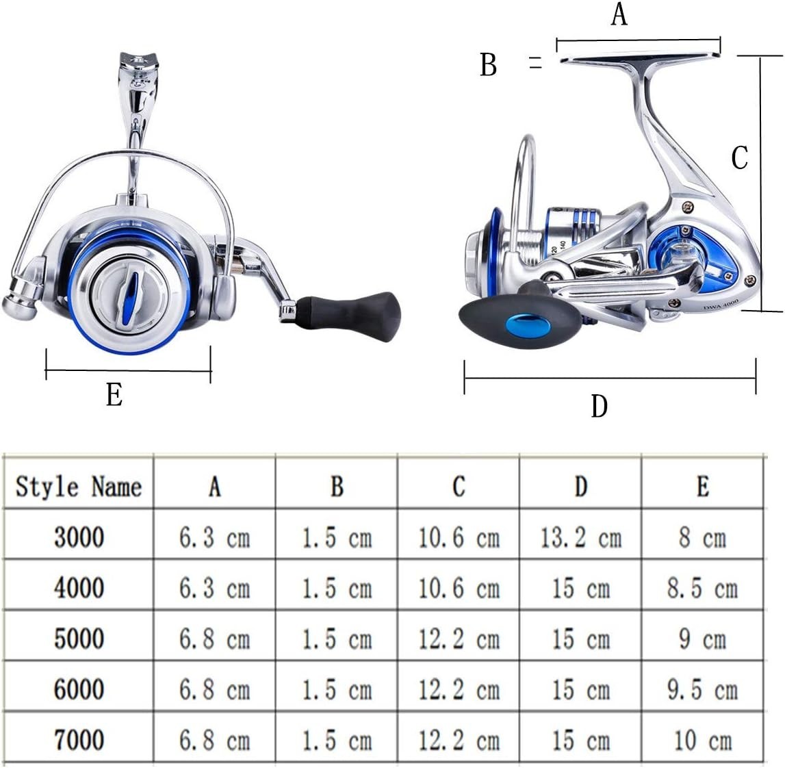 Spinning Fishing Reels for Saltwater Freshwater 3000 4000 5000 6000 7000 Spoo…