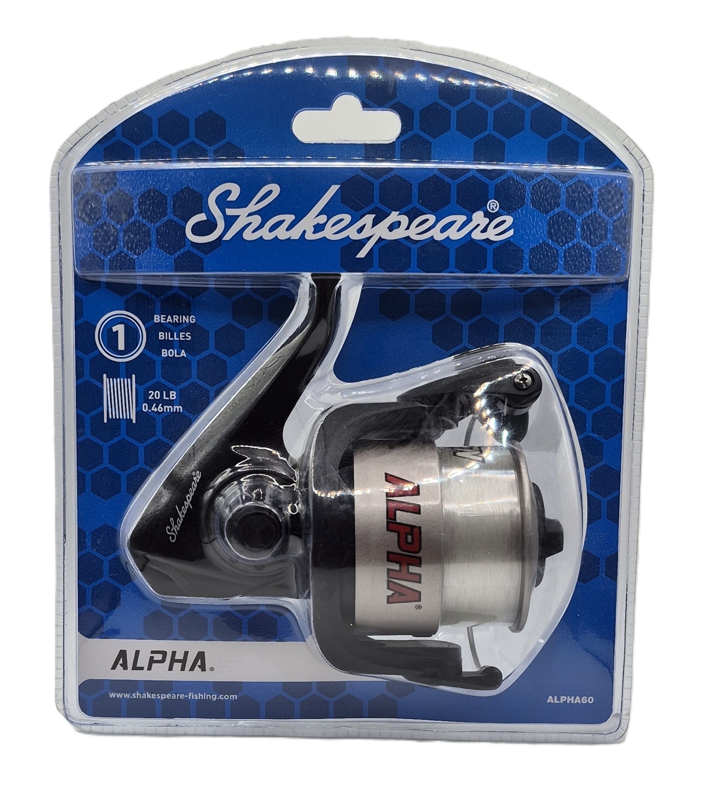 Shakespeare Alpha Spinning Reel, 1 Bearing, 4.9:1 Gear Ratio, Weight 13.1 oz.