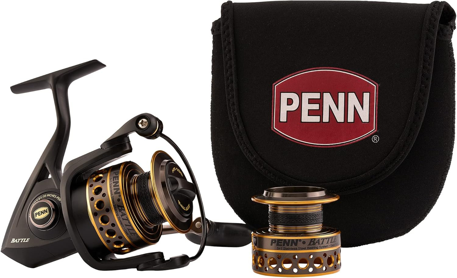 Penn Battle Spinning Reel Kit, Size 5000, Includes Reel Cover and Spare Anodized