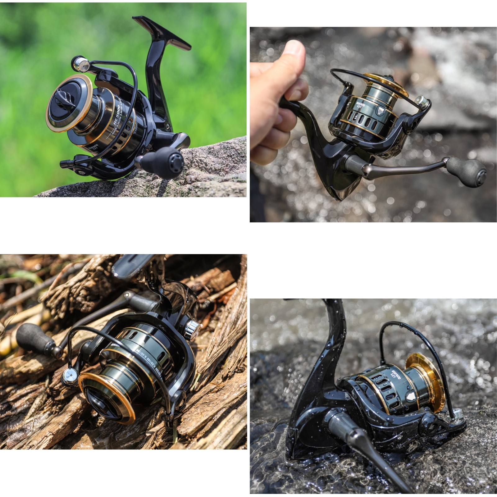 Metal Spinning Fishing Reel Anodized Saltwater 5.2:1 Left Right Hand Reel Hand
