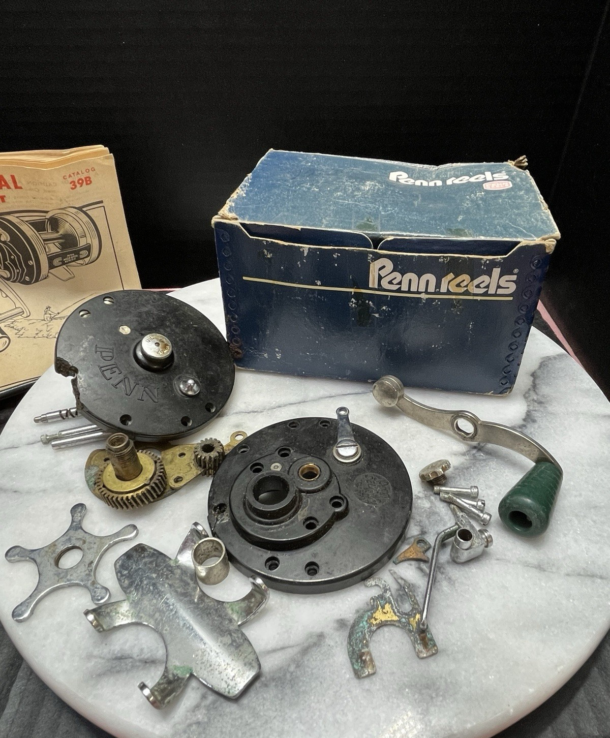 Vintage Penn Delmar No. 285M Fishing Reel Bakelite Side Plates USA Parts Only