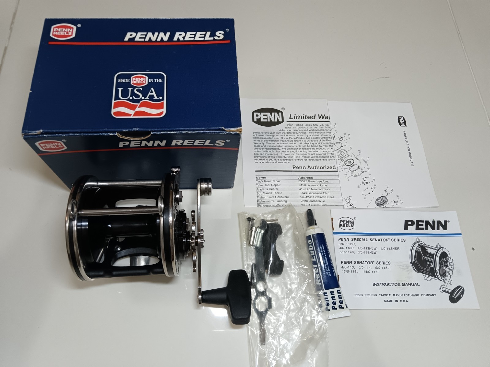 Mint NOS NIB Penn Senator 113 4/0 USA Level Wind Overhead Offshore Fishing Reel