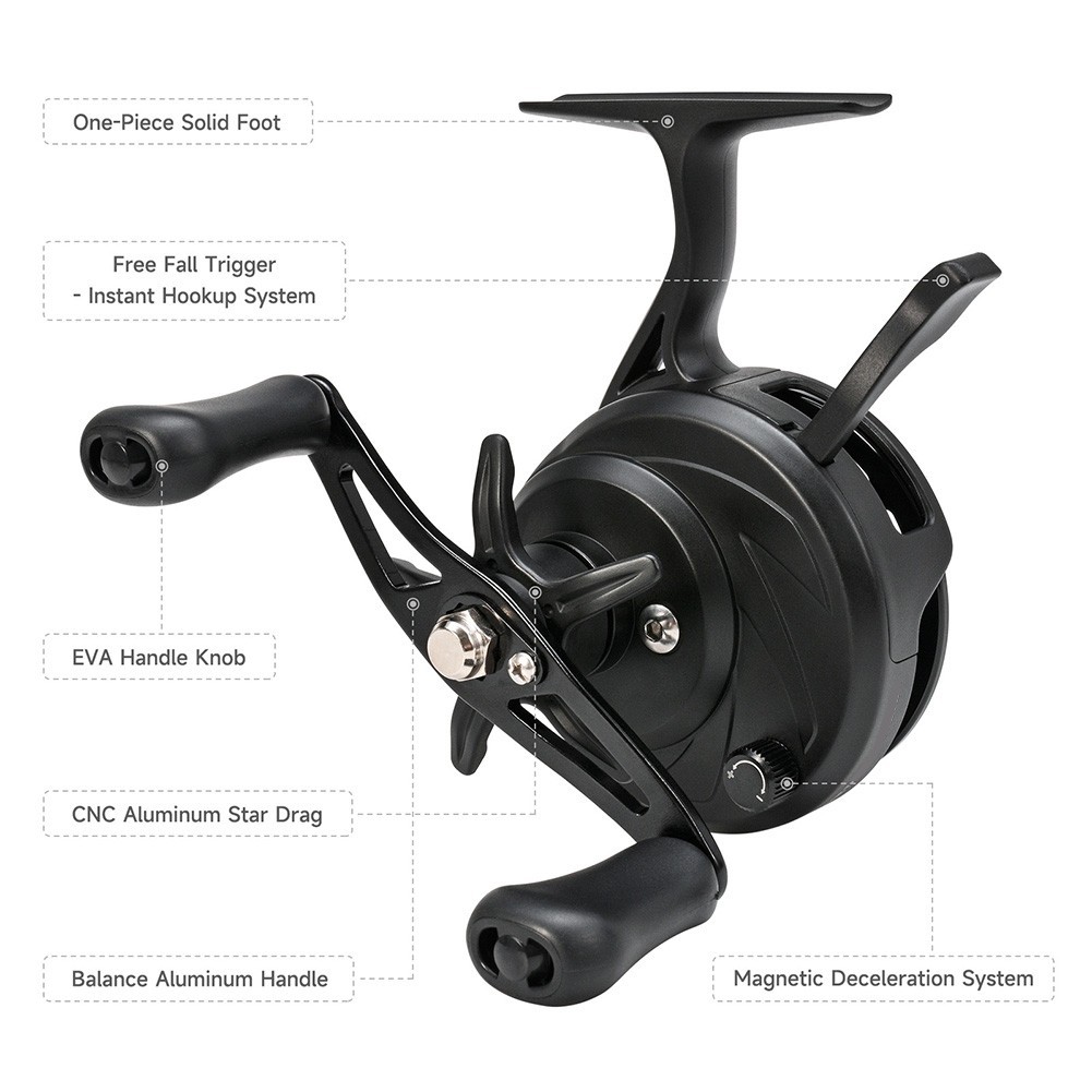 Iceraft Winter Ice Fishing Reel Slow Descent Magnetic Brake Metal Spool