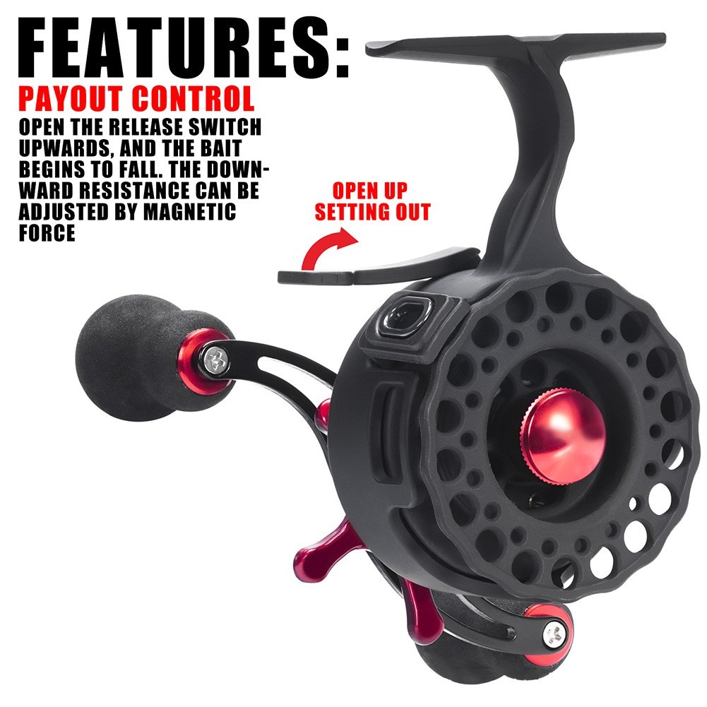 Metal Ice Fishing Reel 13 Magnets with Magnetic Brake System and 351 Gear Ratio