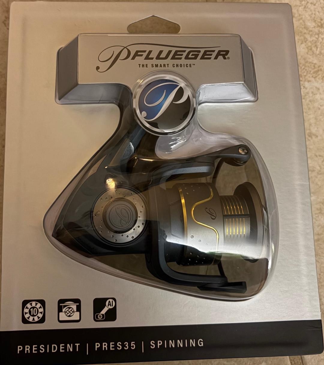 Pflueger President Spinning Fishing Reel Pres35 Size 35, 10 Stainless Steel Ball