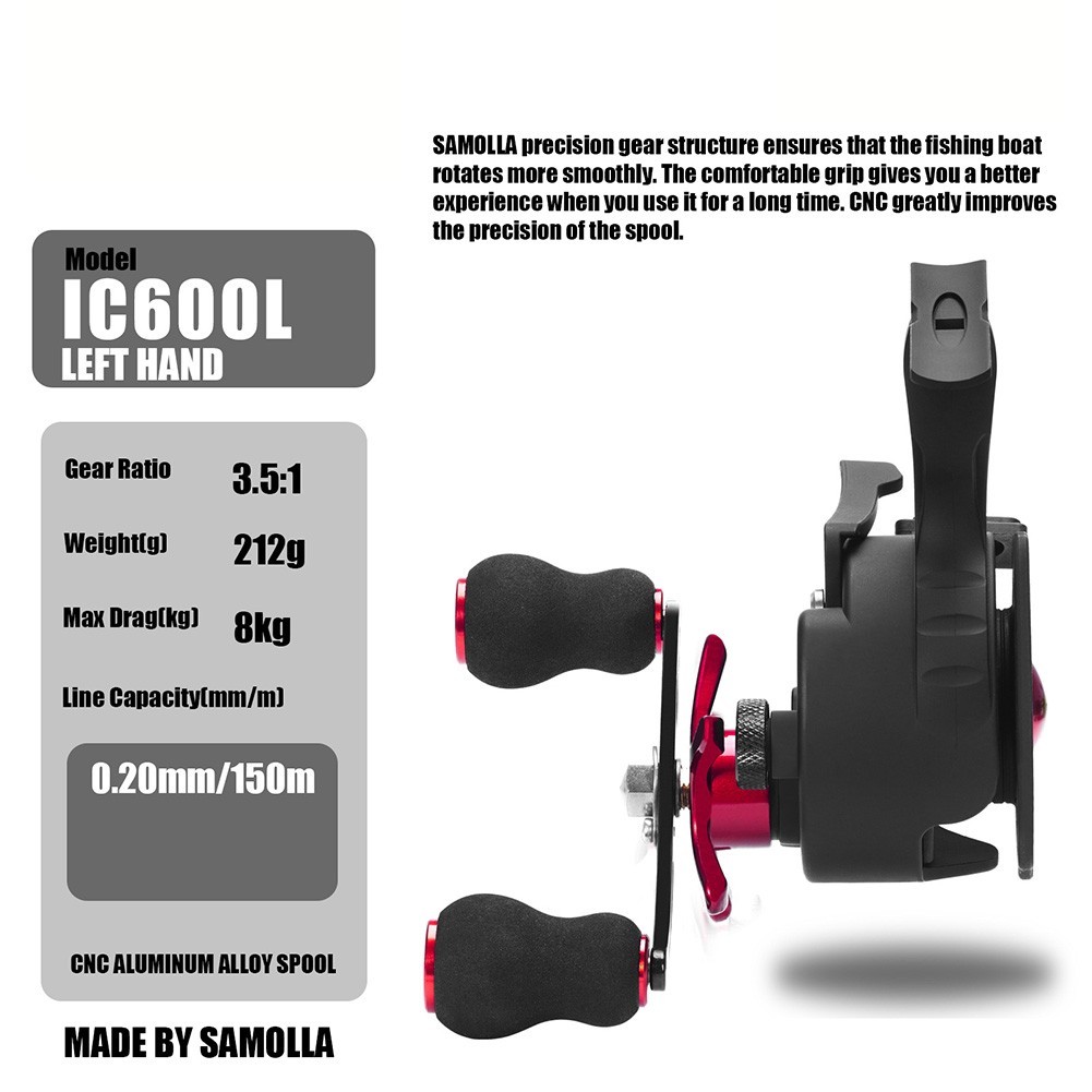 Metal Ice Fishing Reel 13 Magnets with Magnetic Brake System and 351 Gear Ratio