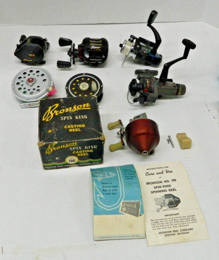 LOT 7 VINTAGE FISHING REELS SHAKESPEARE MITCHELL SHIMANO BRONSON PFLEUGER