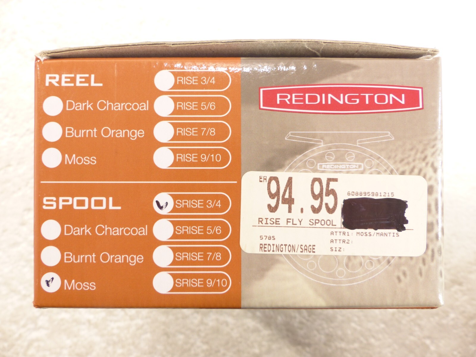 Redington Disc Drag Rise Moss SRISE 3/4 3-4wt Fly Reel Spool Only NOS