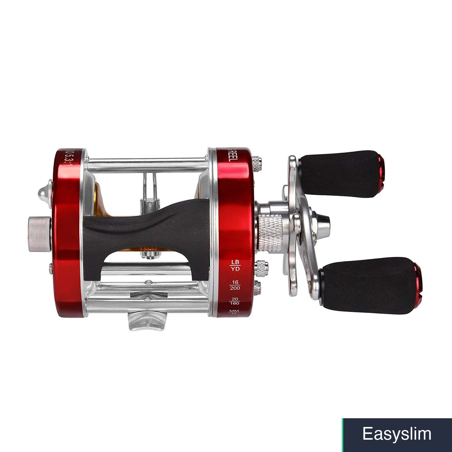 Baitcasting Round Fishing Reel Red Size 50 Right Hand 18 LB Drag