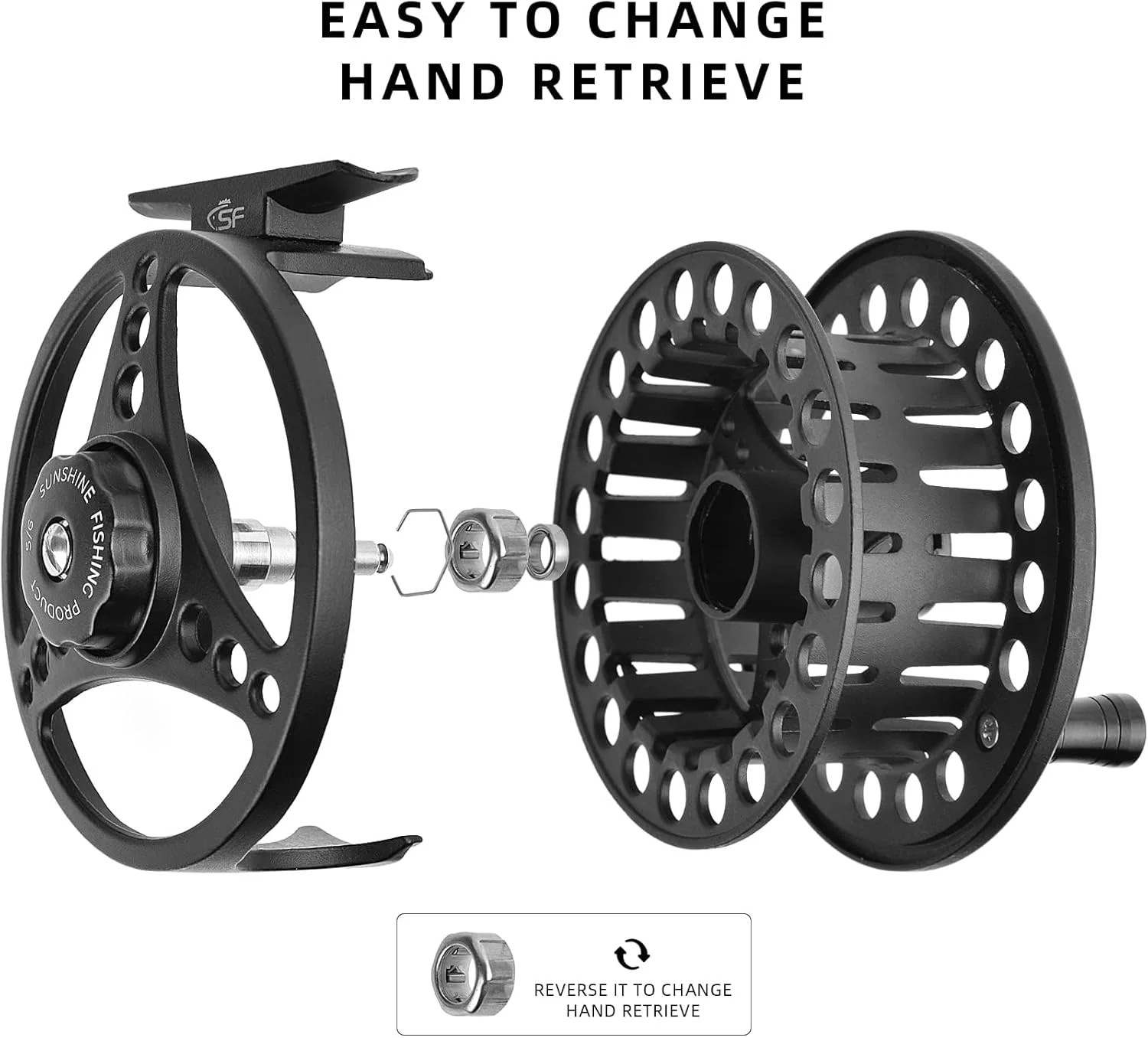 SF SF-001 Large Arbor Fly Fishing Reel with Aluminum Alloy Body 3/4wt 5/6wt 7/8w