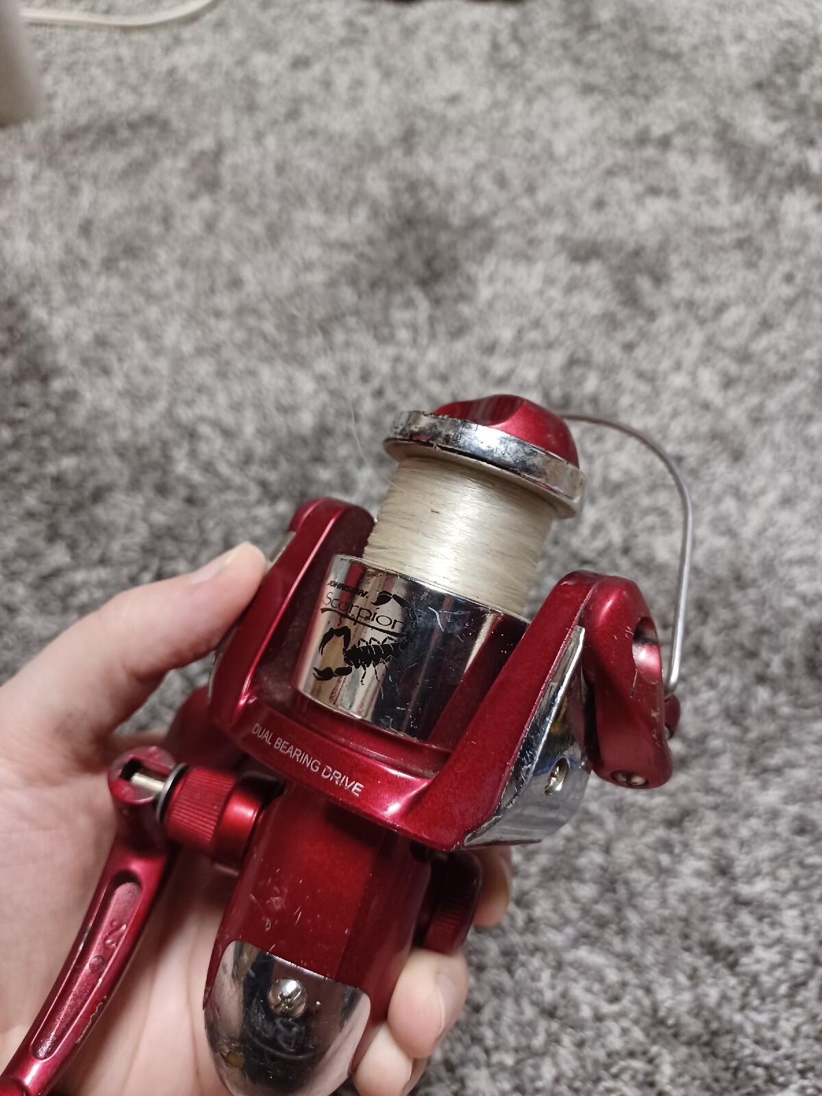 Vintage Red Scorpion Fishing Reel Dual Bearing Drive