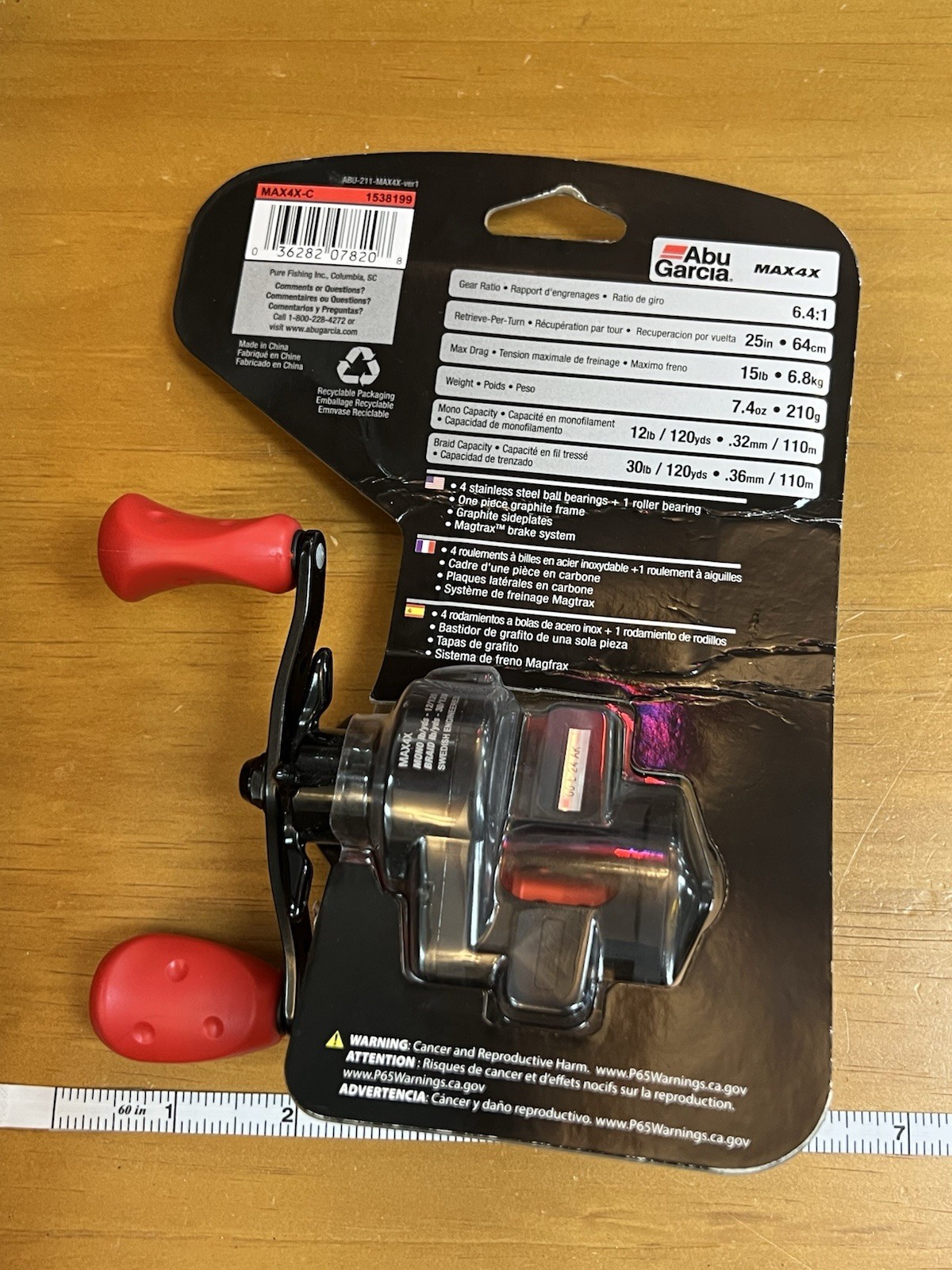 Abu Garcia MAX 4X 6.4:1 5 Bearing Black/Red RH Baitcaster 7.4oz Fishing Reel