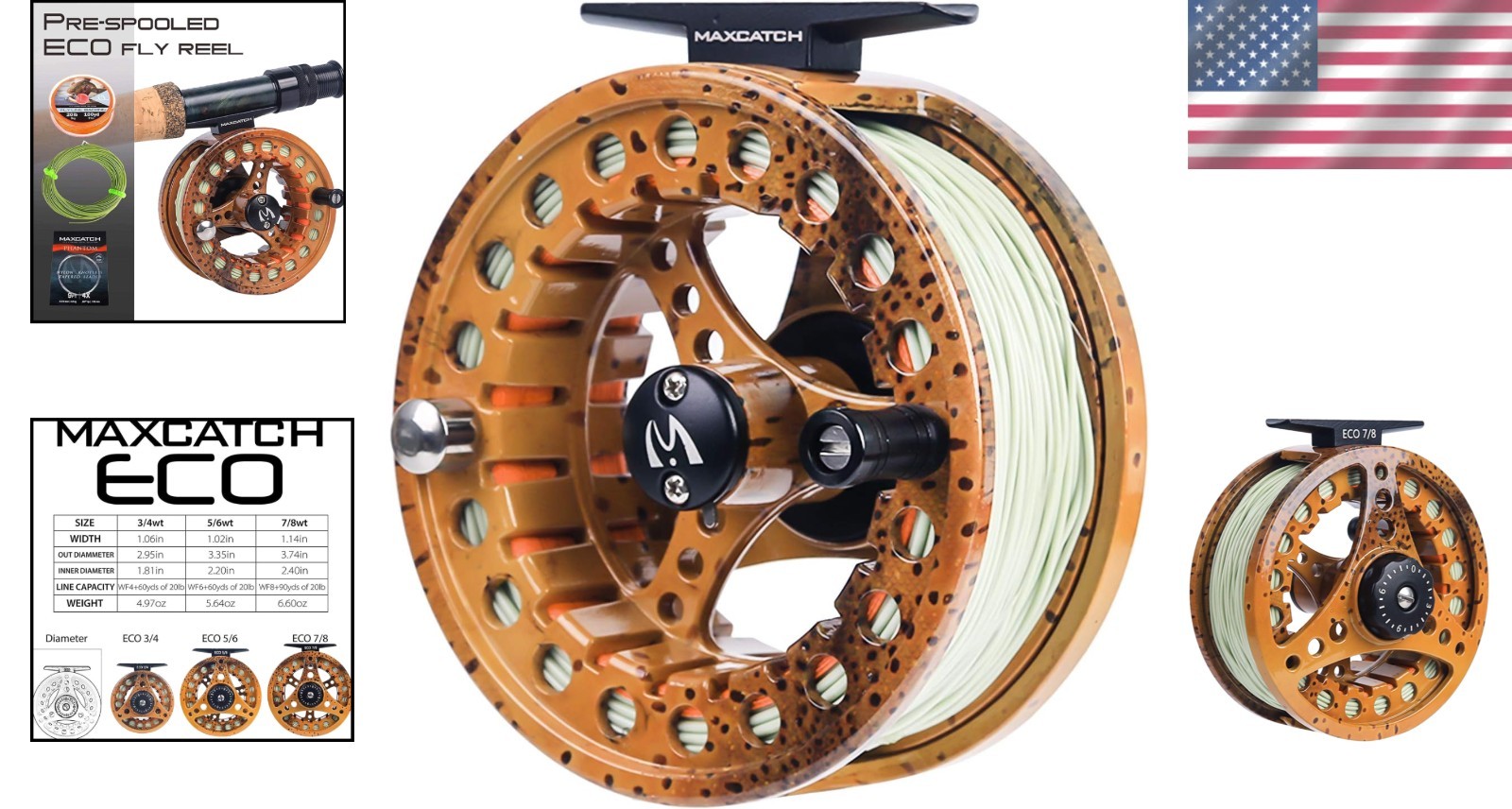 ECO Large Arbor Fly Fishing Reel: Durable Aluminum & Pre-loaded Line for 3/4wt