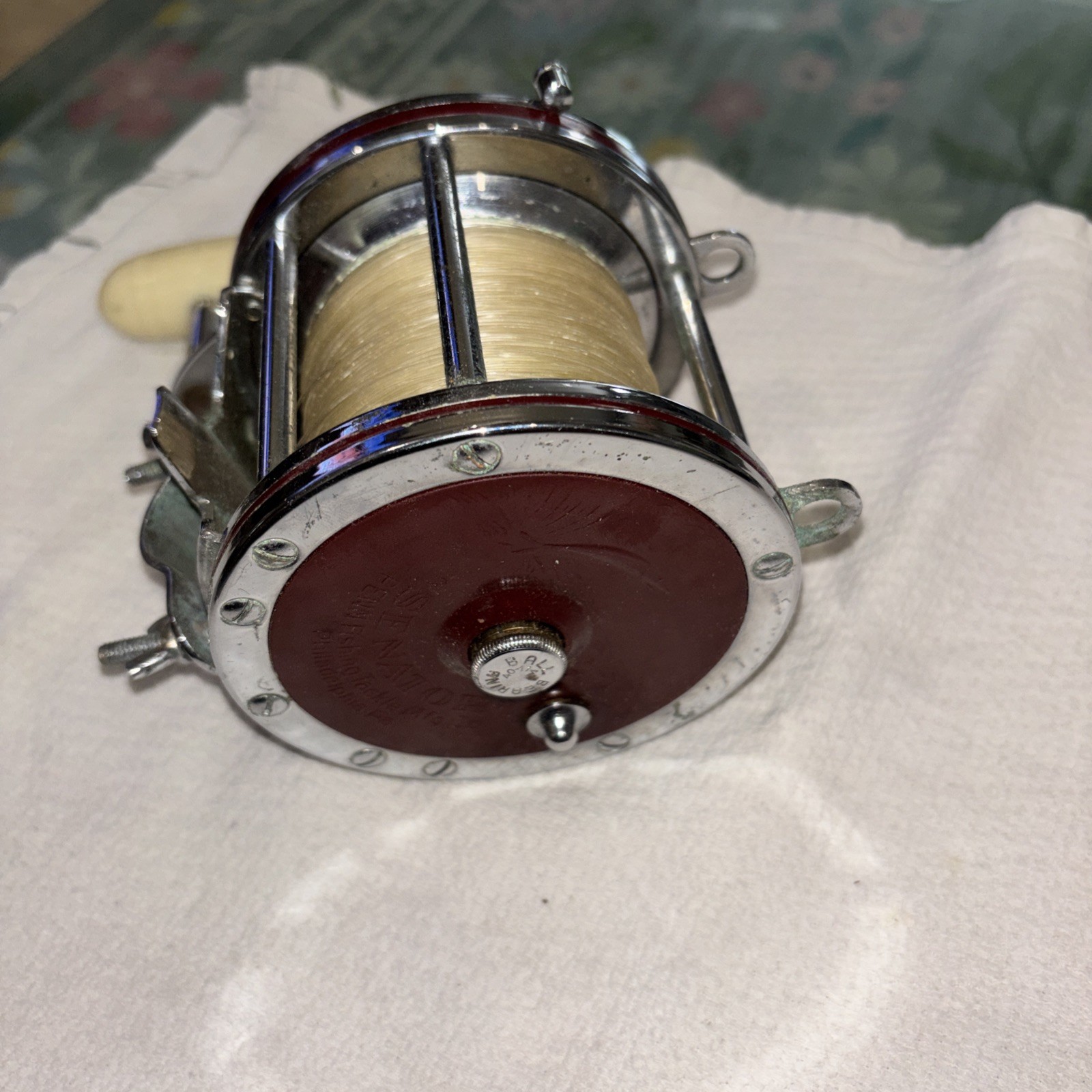 Penn Senator 114H 6/0 High Speed Fishing Reel, Red/Chrome Metal spool. USA. #FR