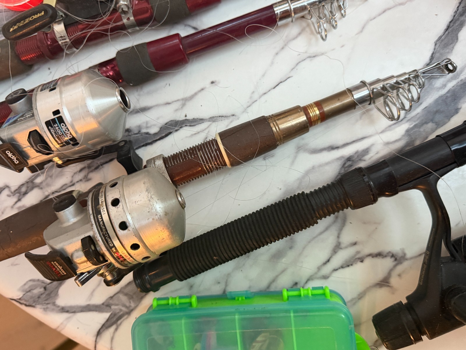 Vintage Fishing Reel Rod Lot 8 Garcia Mitchell 300 Zebco Daiwa Telescopic Works