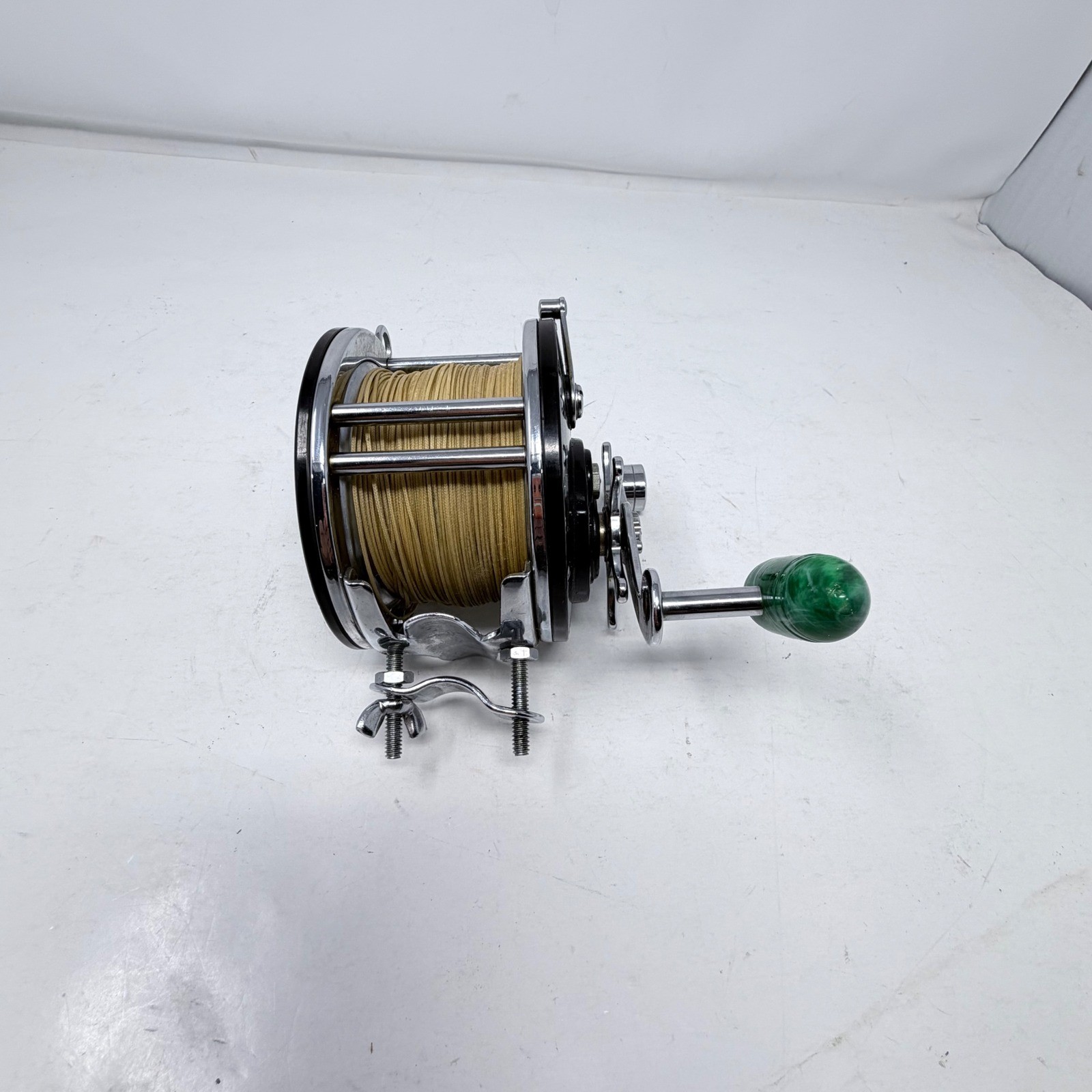Vintage Penn Sailfisher No. 130 Saltwater Conventional Reel Green Swirl Knob USA
