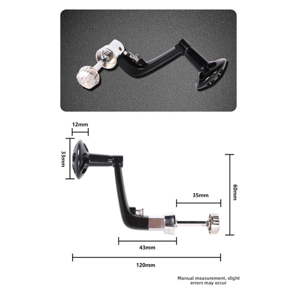 Black Aluminum Fishing Reel Handle Arm 1.9 x 0.5 x 0.3 cm for 1000-7000 Reels