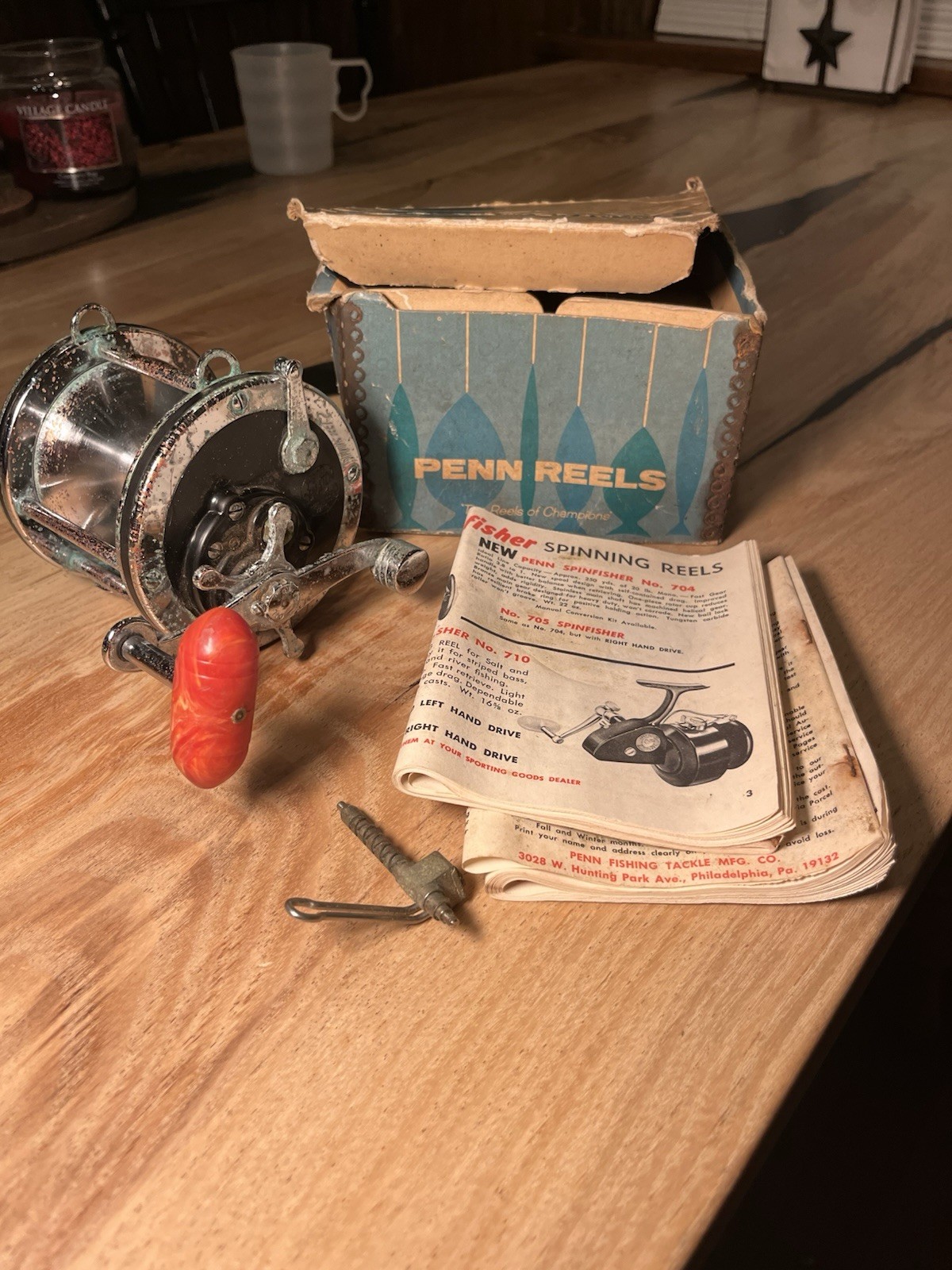 Penn Reels Senator 4/0 Vintage Fishing Reel W/ Box & Accessories (See Desc)