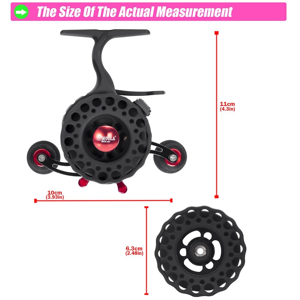 Metal Ice Fishing Reel 13 Magnets with Magnetic Brake System and 351 Gear Ratio
