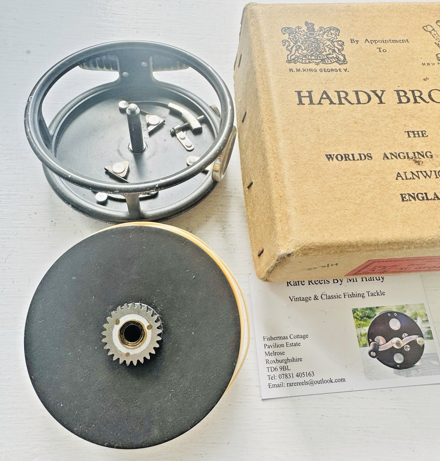 Vintage Hardy 3 3/4 inch St George Fly Reel with Agate line Guide Fly Line & Box