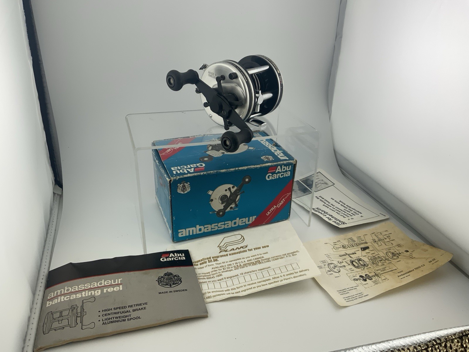 Abu Garcia Ambassadeur 5500C Baitcasting Reel Silver & Black Sweden Serviced✅👀✅
