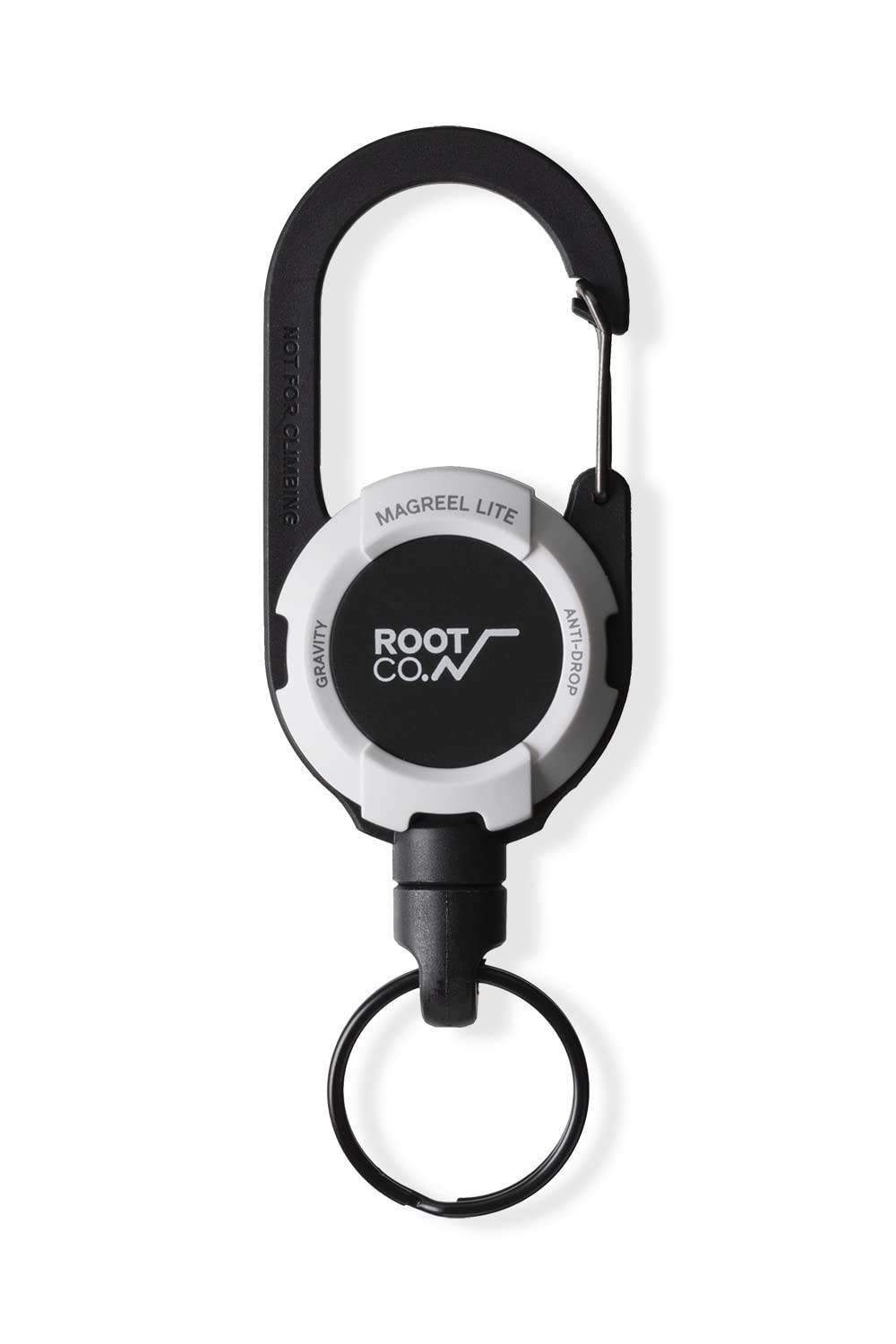 White/Matte ROOT CO. GRAVITY MAG REEL LITE Carabiner Reel with Built-in Magnet
