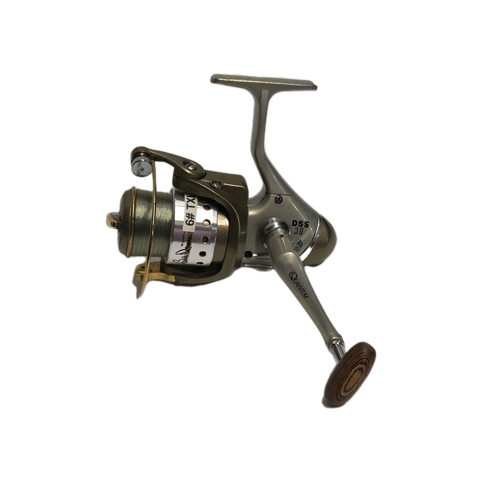 QUANTUM BILL DANCE SPINNING REEL DSS30 5 Bearing Fold Handle Wood Knob Zebco 3K