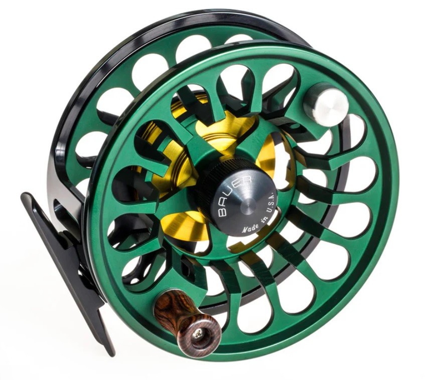 NEW BAUER RX-1 FLY REEL IN GREEN FOR A 2, 3 OR 4 WT FLY ROD +FREE $100 FLY LINE