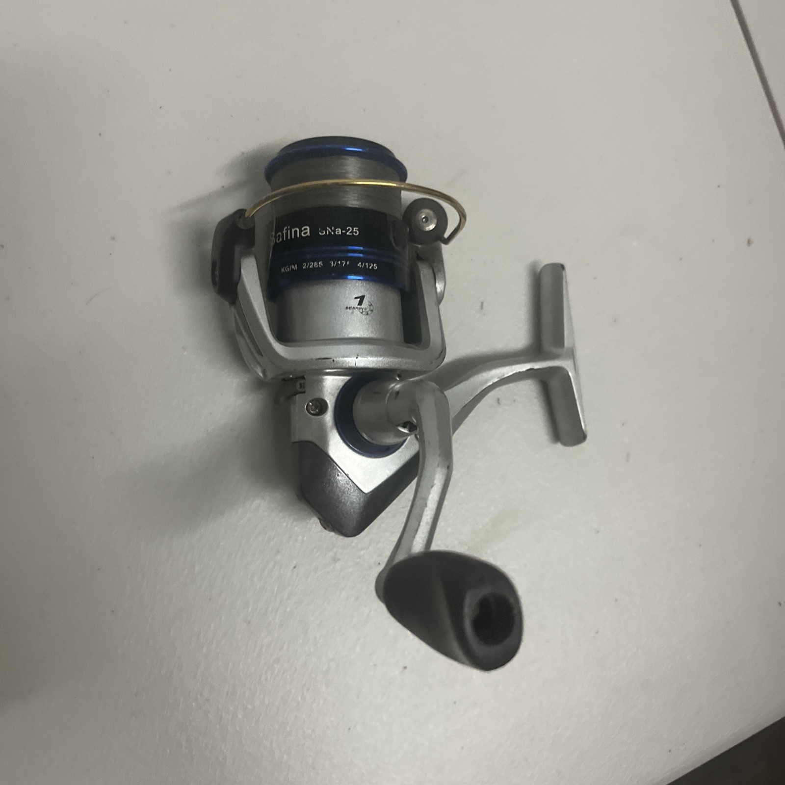 Okuma Safina SNA-25 Spinning Reel Cast Fishing Silver & Blue 1-Bearing *GOOD*