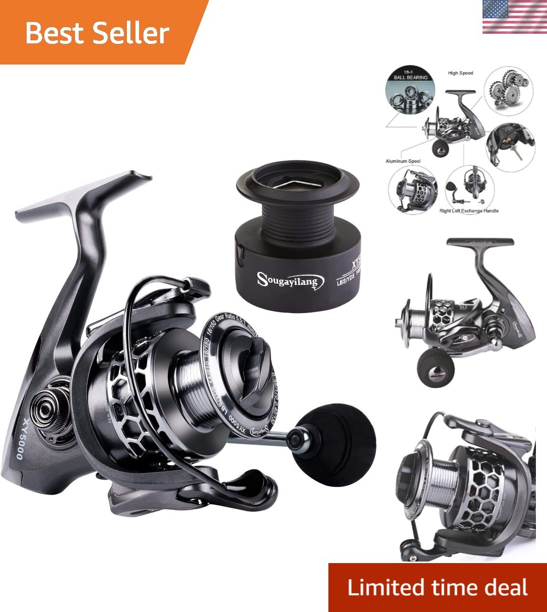 Versatile Spinning Fishing Reel 13+1BB – Smooth, Strong, and Lightweight Design!