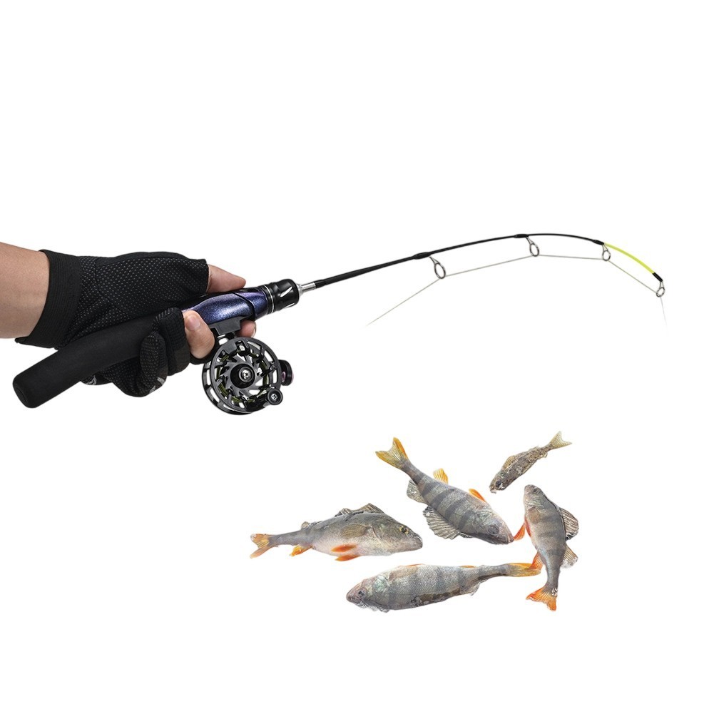Fly Wheel for Trout Pike Ice Fishing Reel with Bite Alarm and Guide Ring