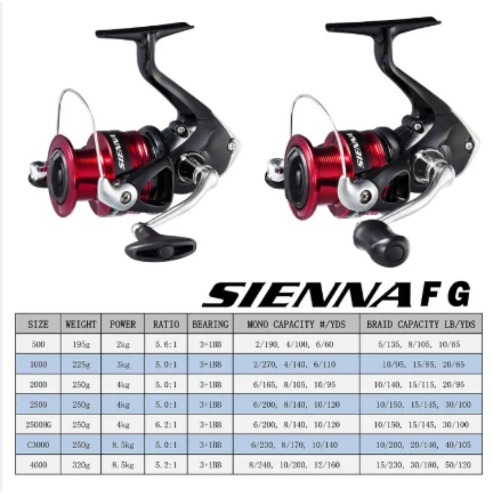 Reel Fishing Spinning Shimano Sienna Reel SIENNA C3000 FG Available