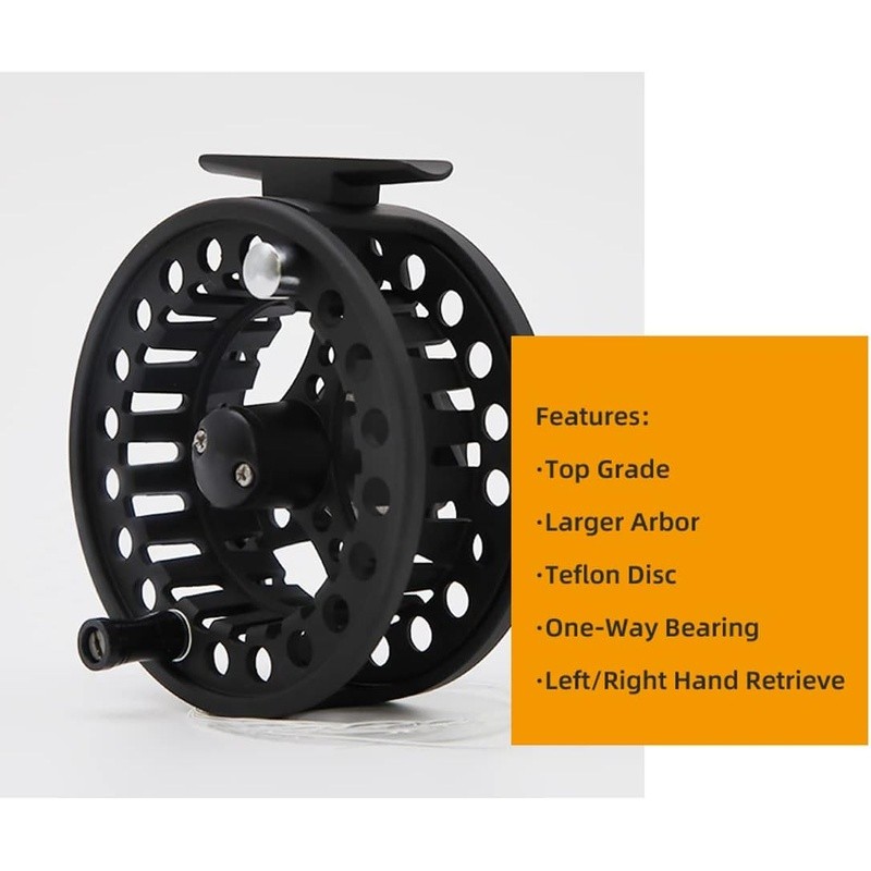 Fly Fishing Reel Aluminum Alloy Large Arbor Teflon Drag Pre-Loaded Line New
