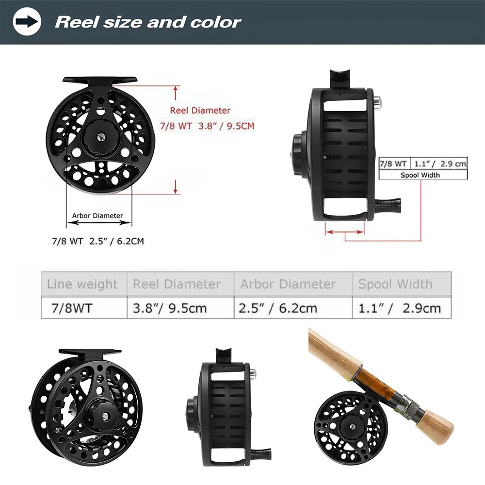 Fly Reel 7/8WT Aluminum Alloy Large Arbor Fly Fishing Reel Hand-Changed USA