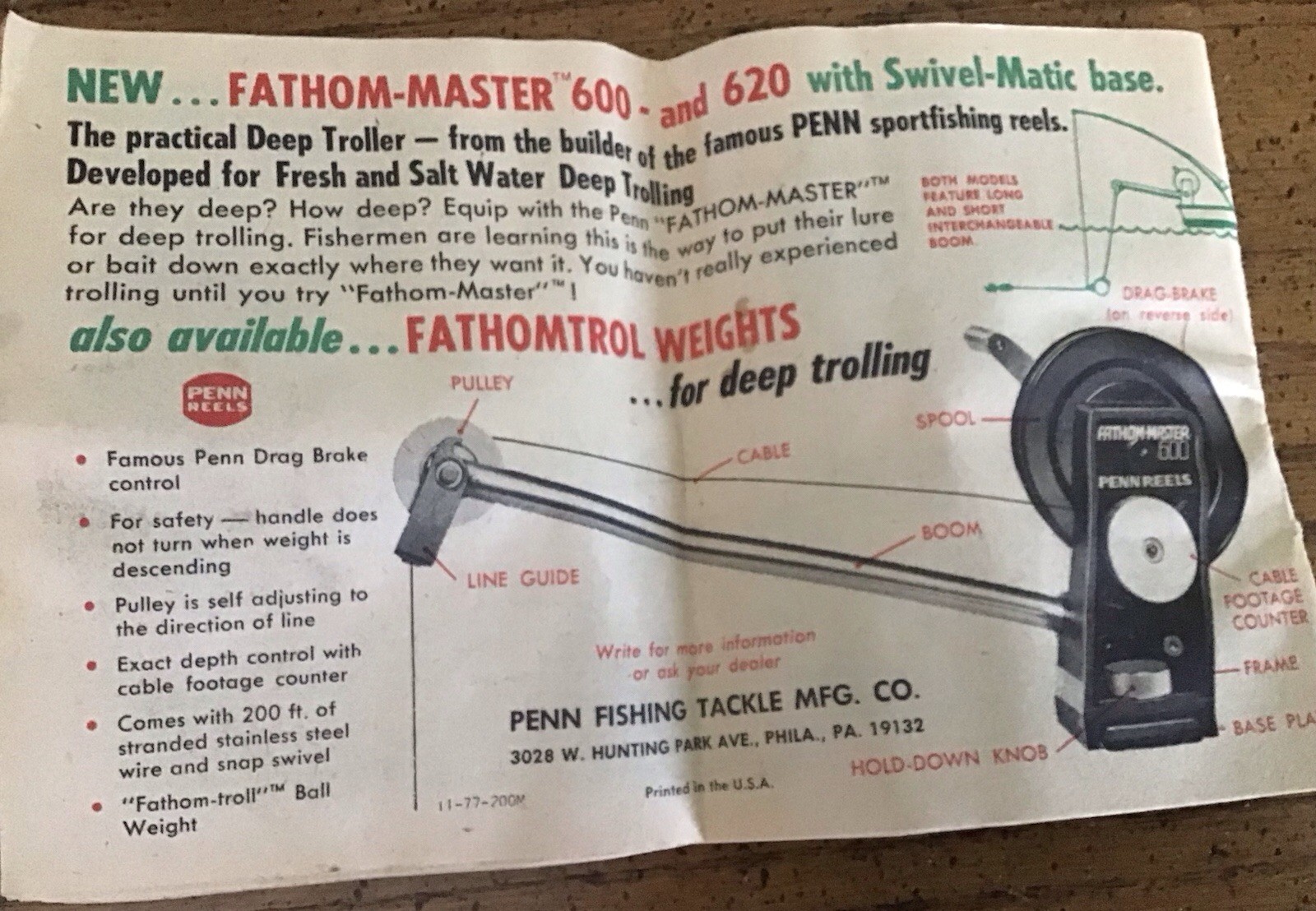 Vintage Penn Peer No. 109 MF Fishing Reel Paper Manual Box Lube Excellent