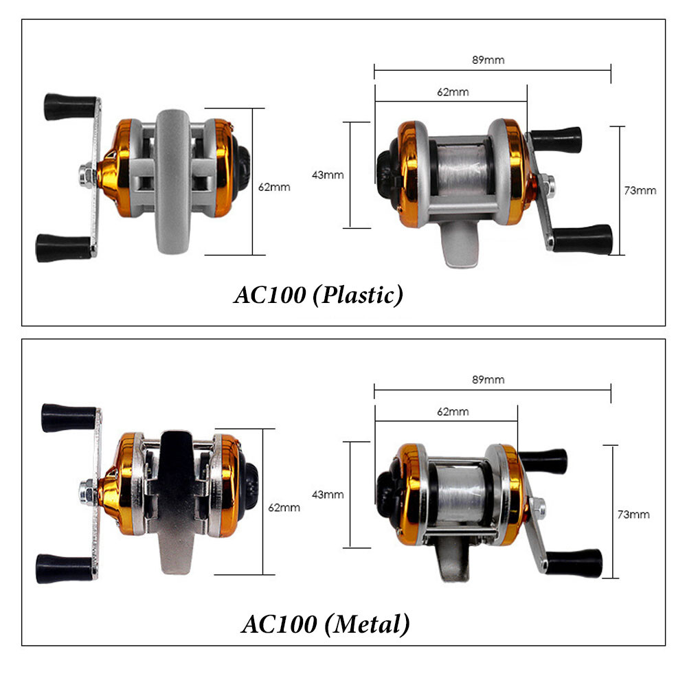 2XPortable Mini Fishing Reel Aluminum Spool Metal Small Spinning Reel Winter Ice