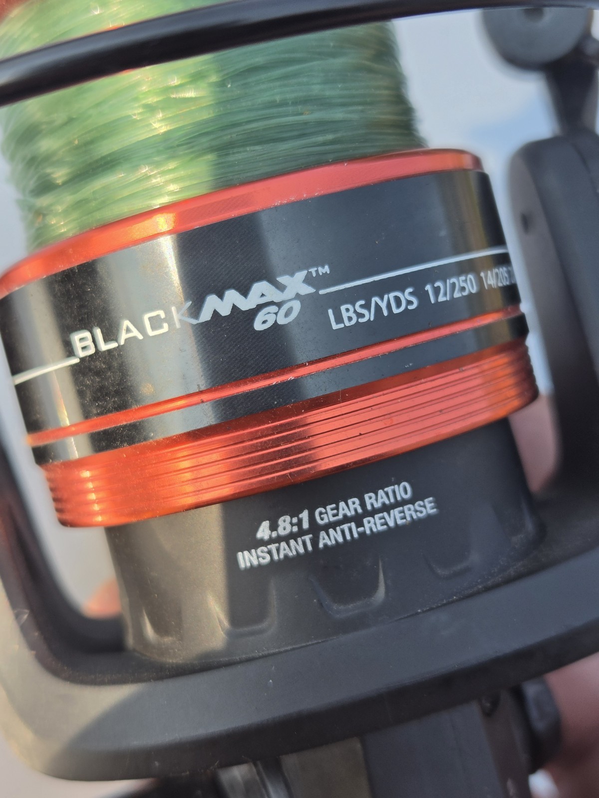 Abu Garcia Black Max 60 BMAXSP60 Open Face Fishing Reel With 50 Pound Test Line