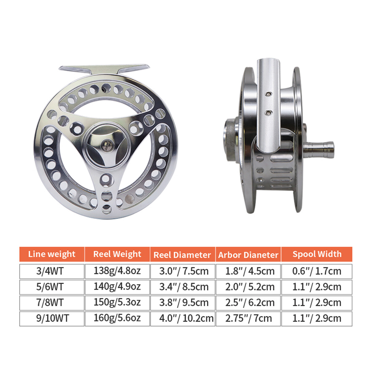 3/4 5/6 7/8 9/10WT CNC Machined Fly Fishing Reel Large Arbor Fly Reel
