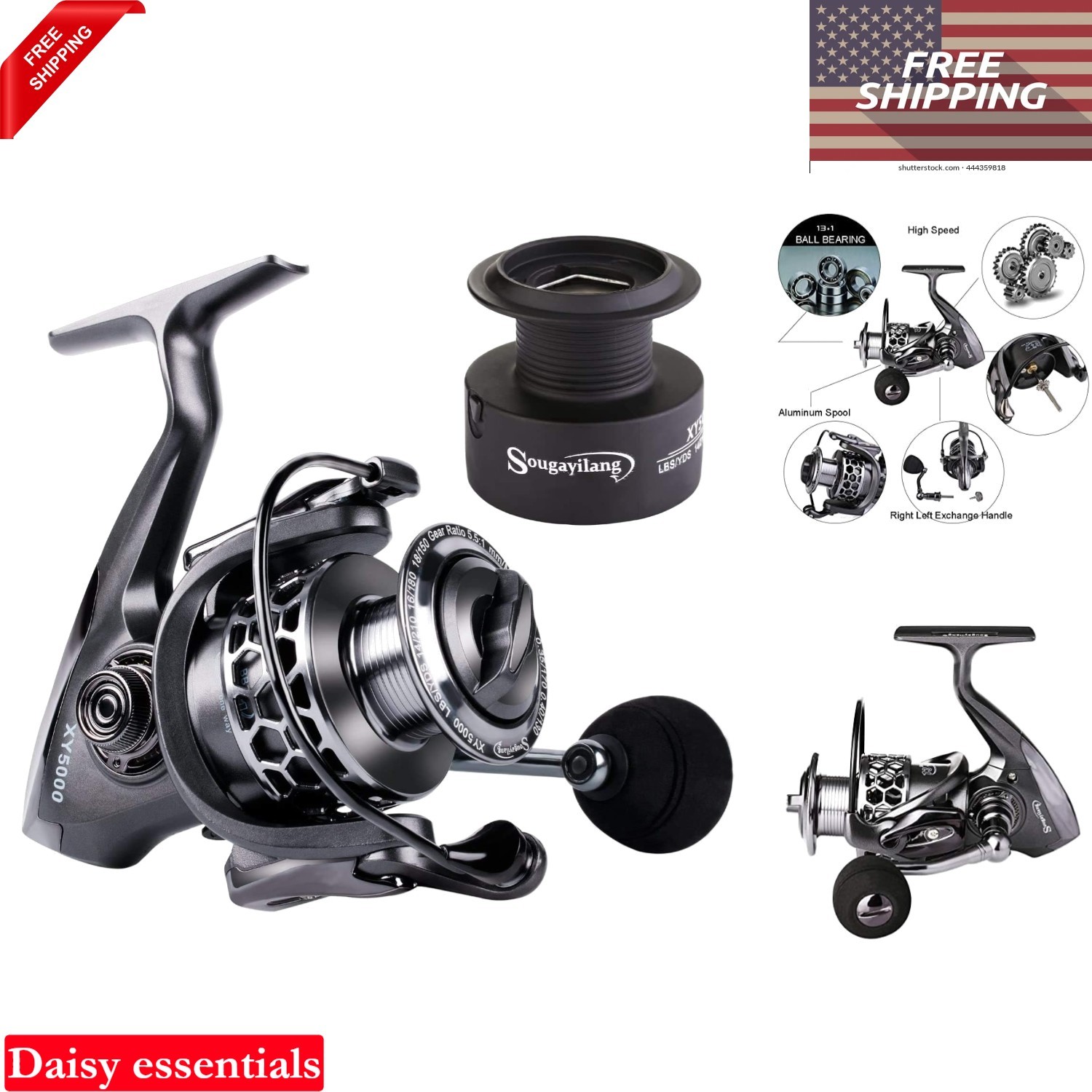 Lightweight Aluminum Spinning Fishing Reel 13+1BB Ultra Smooth Auto Anti-Reverse