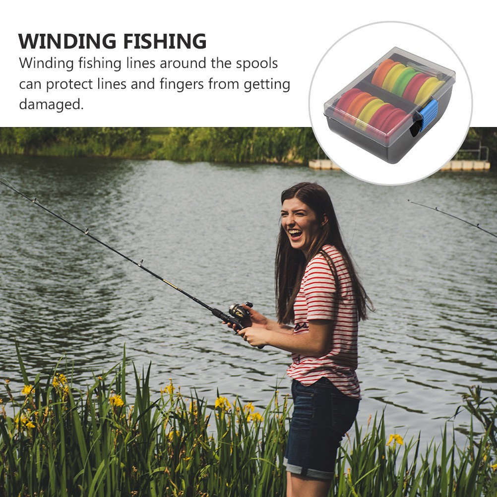 10Pcs Durable Plastic Hand Fishing Reels Fishing Line Spools Assorted Colors