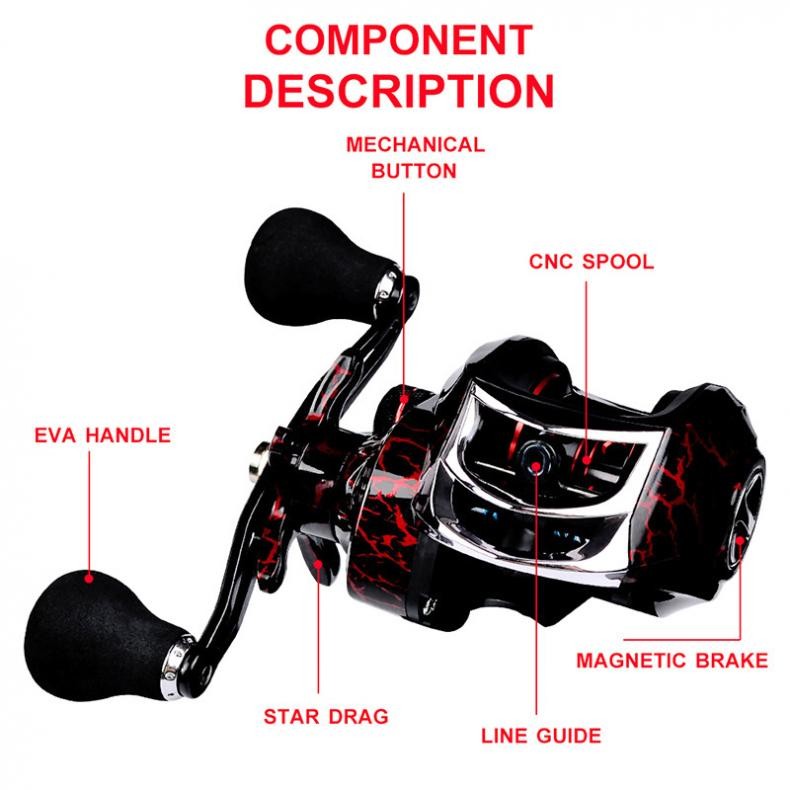18+1BB 10kg/22LB Max Drag Baitcasting Reel, 7.2:1 Gear, Steel Ball Bearings