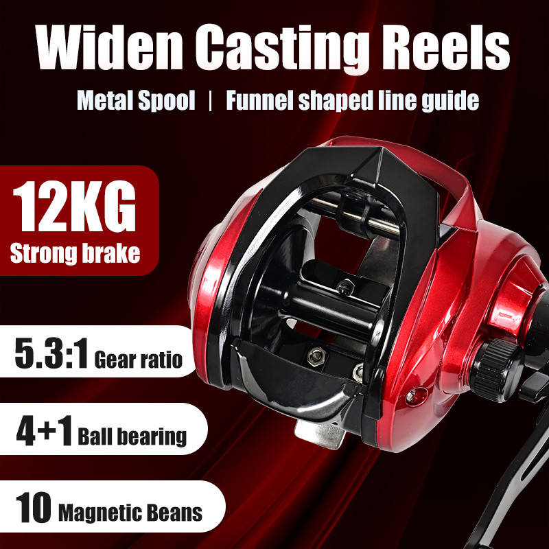 1pc Metal 5.5:1 Speed Ratio Fishing Reel, 4+1BB Far Throwing Baitcasting Reel,