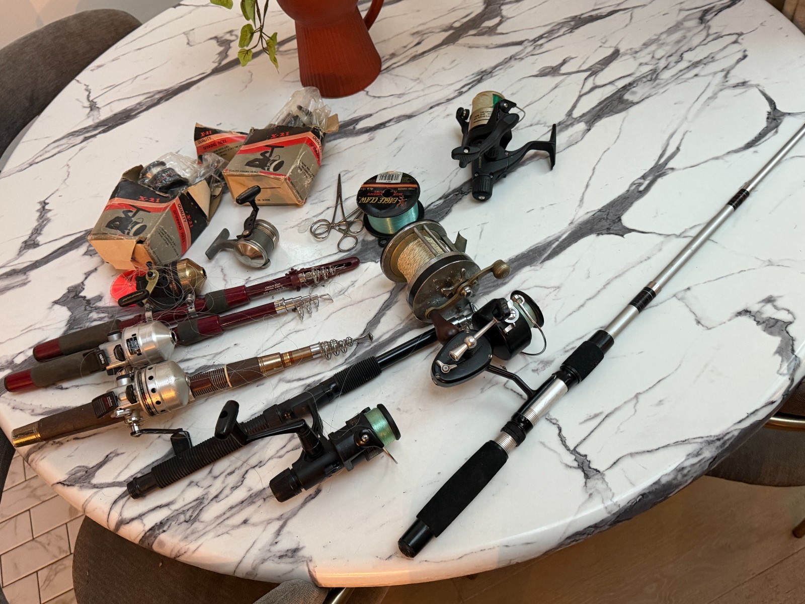 Vintage Fishing Reel Rod Lot 8 Garcia Mitchell 300 Zebco Daiwa Telescopic Works