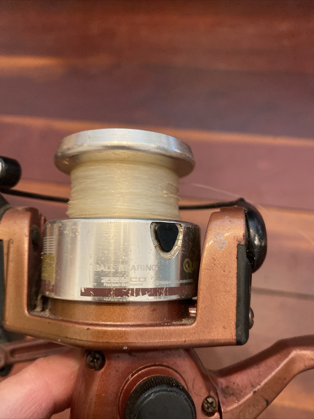 Vintage ZEBCO QUANTUM XR2 Spinning Fishing Reel Long Stroke 1994 Burgundy
